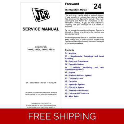 JCB JS140, JCB JS200, JCB JS205, JCB JS215 EXCAVATOR SERVICE REPAIR MANUAL JCB JS140, JCB JS200, JCB JS205, JCB JS215 EXCAVATOR SERVICE REPAIR MANUAL